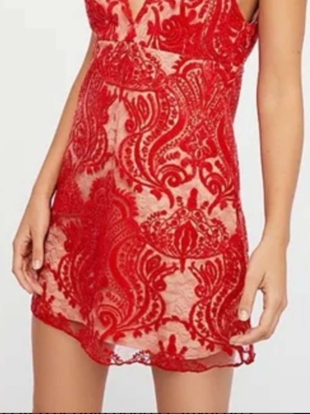 Free People shimmers lace slip dress size 8. Red/tan. New with tags. Party! - Picture 6 of 15